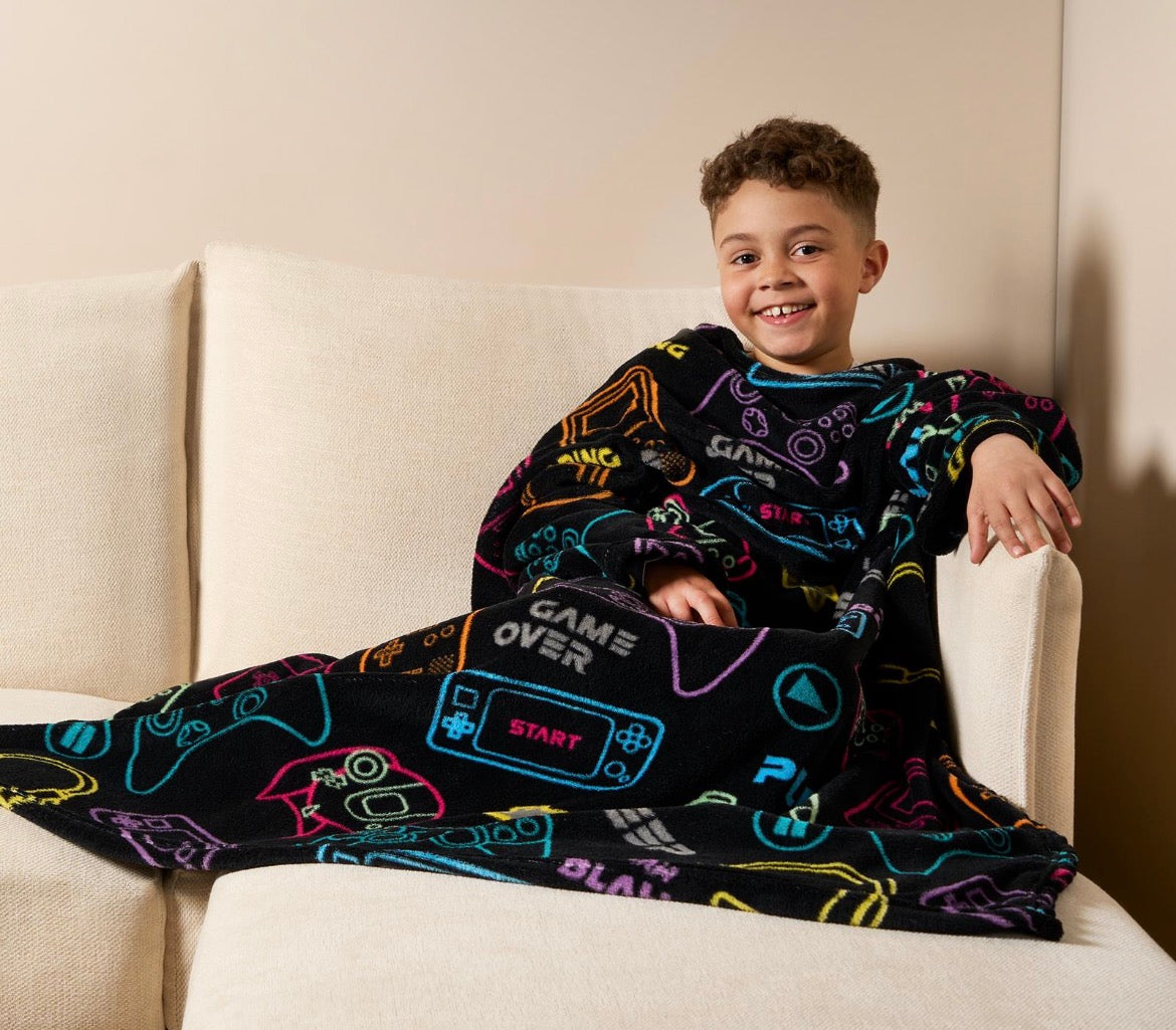 Kids Fleece Blanket with Sleeves
