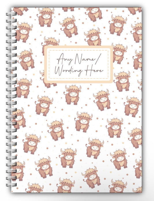 Personalised Highland Cow Notebook