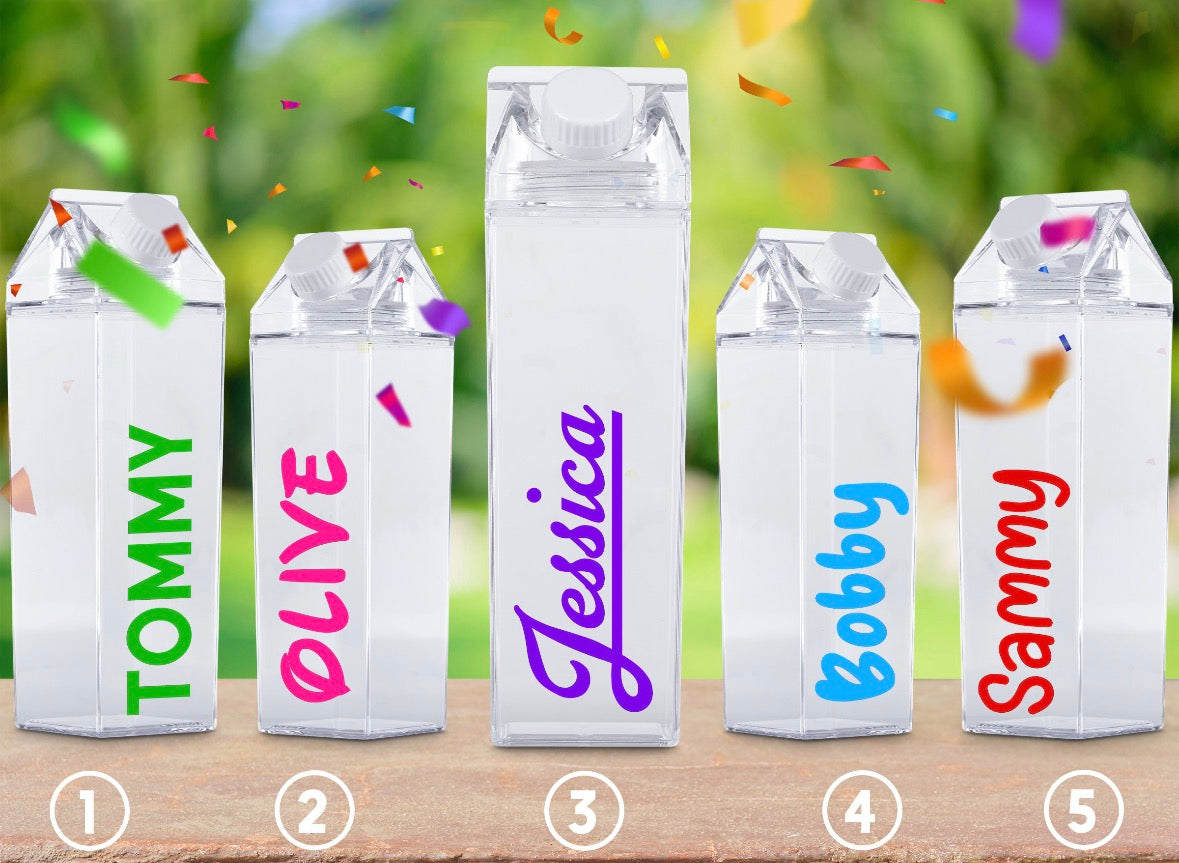 Personalised Kids Milk Carton/Retro Water Bottle
