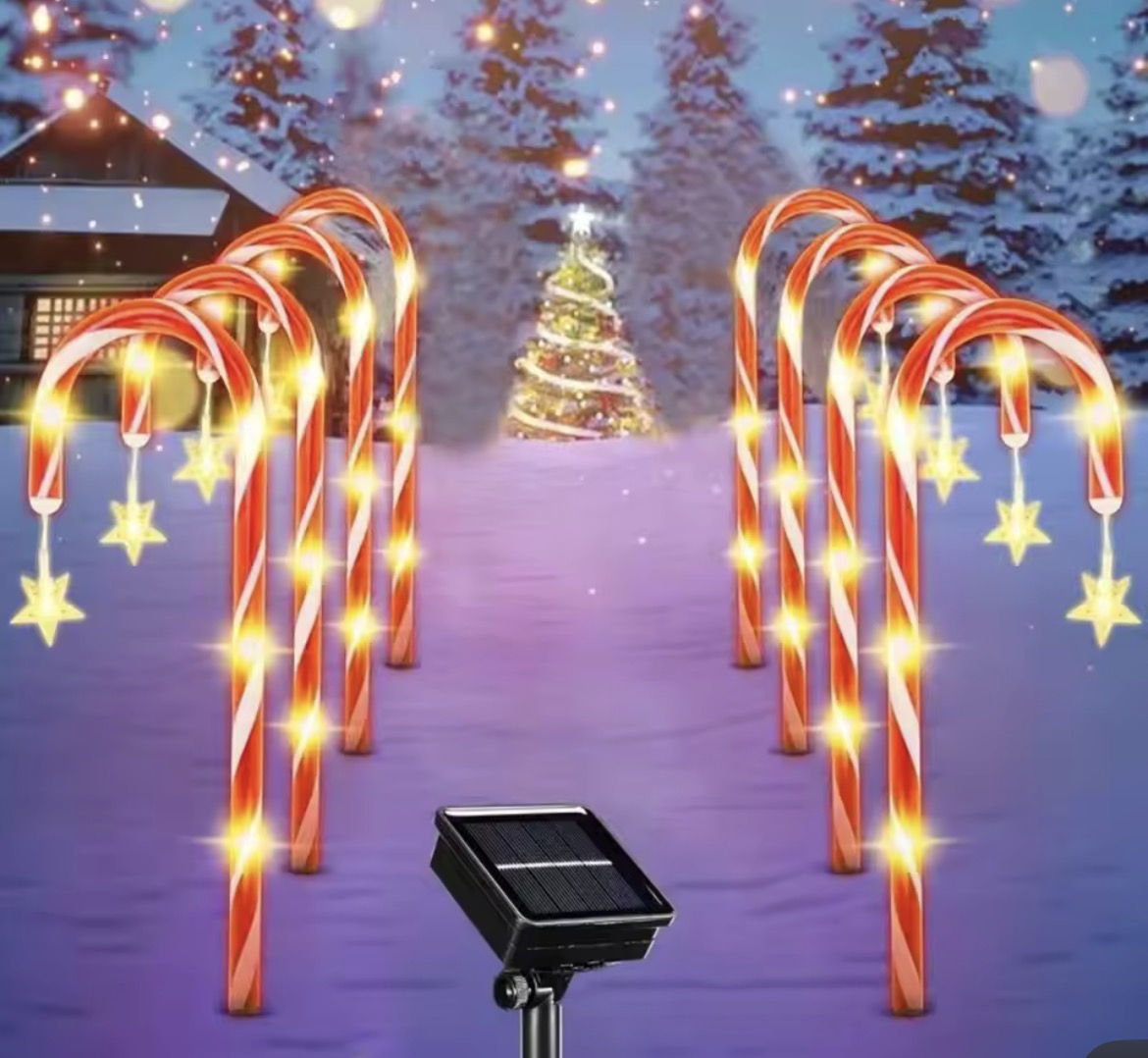 8 Solar Candy Cane Lights