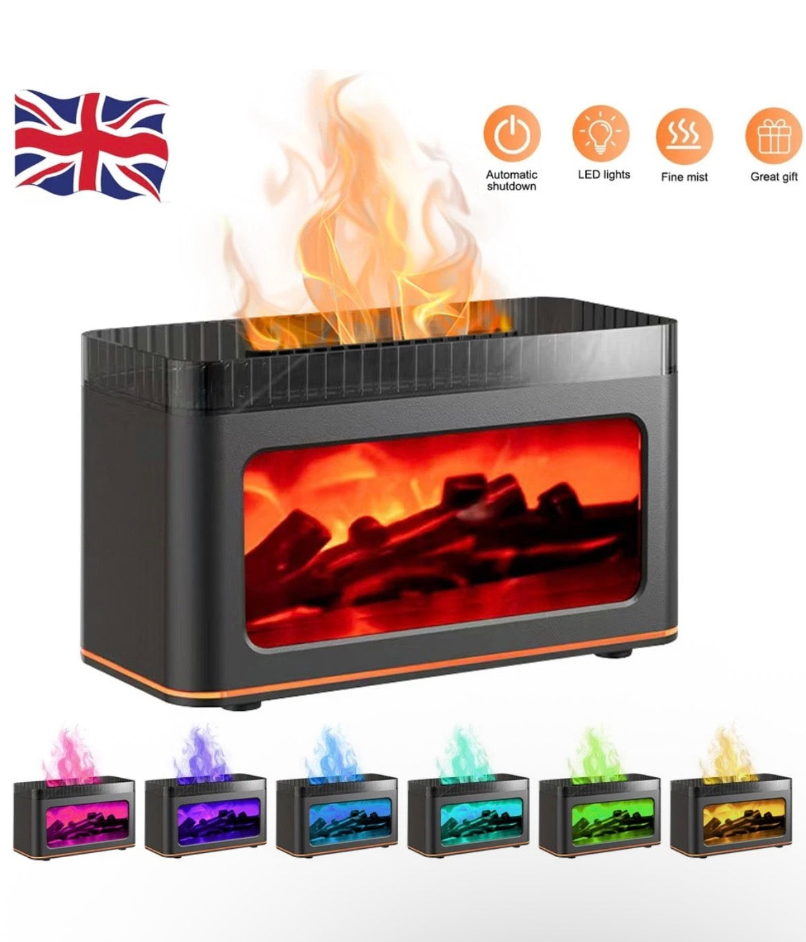 Fireplace Flame LED Essential Oil Diffuser Aroma