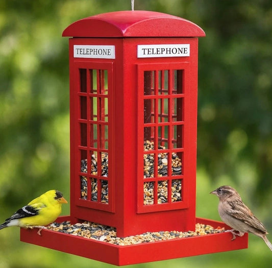 Bird Seed Feeder Feeding Station Table Red Telephone Phone Box