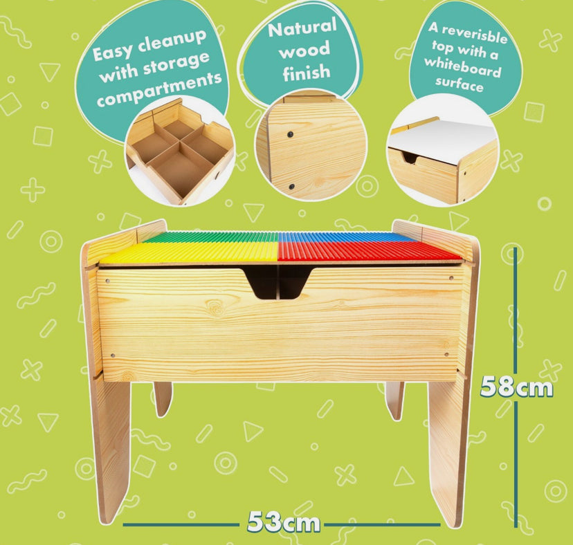 Kids Activity Table 2-in-1 Building Block & Art Station