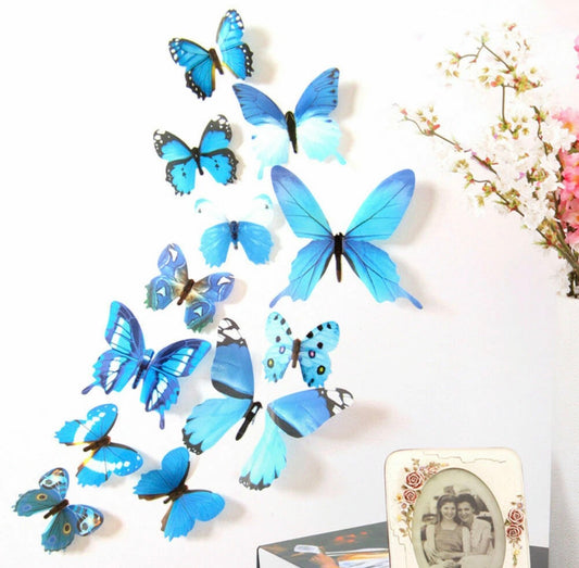 12 x 3D Magnetic Butterflies Wall Stickers