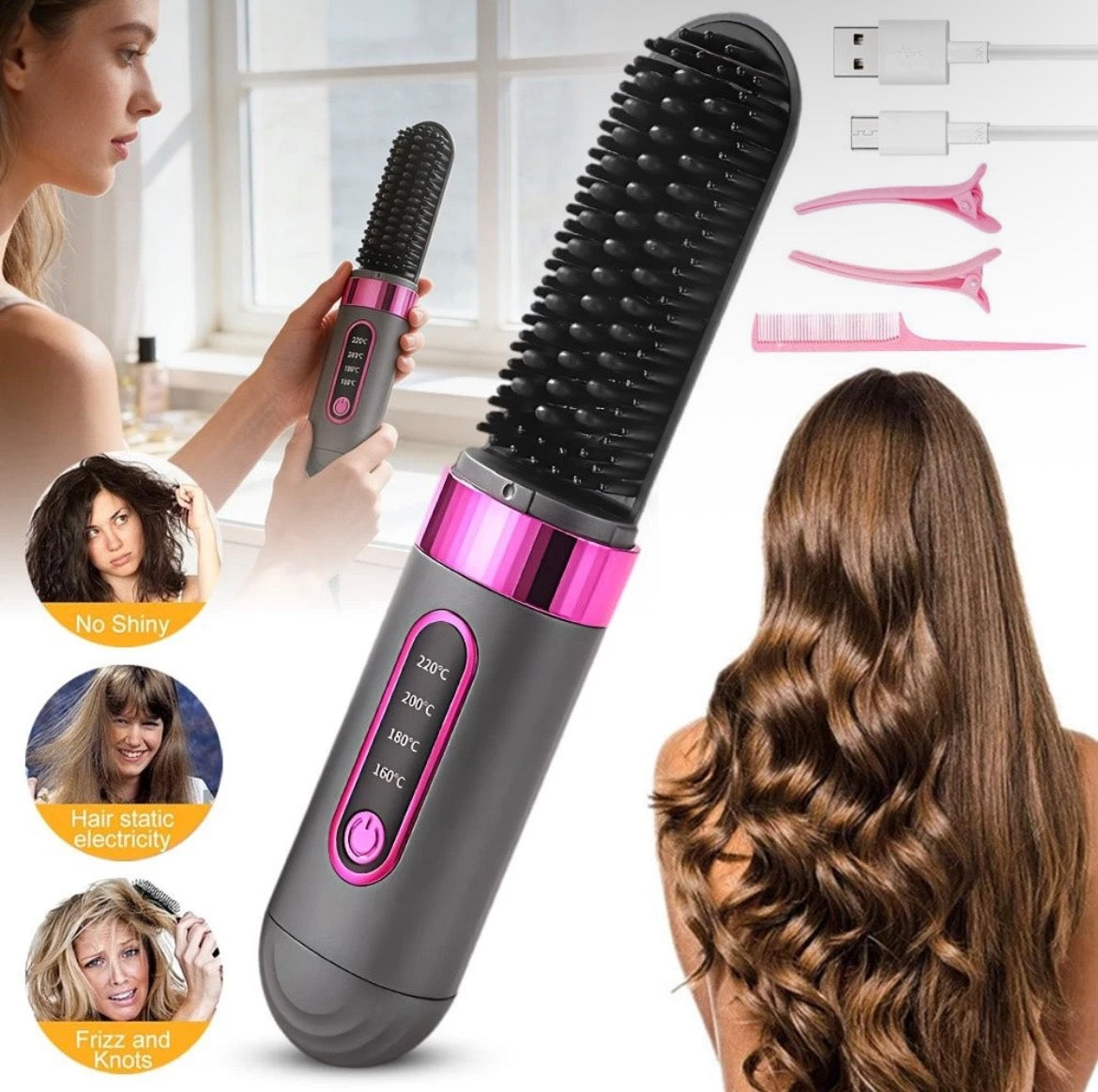 Portable Hair Straightener Brush