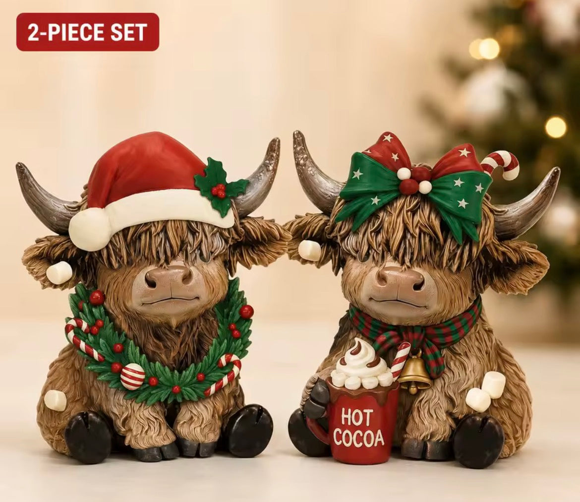 2pc Highland Cow Ornaments