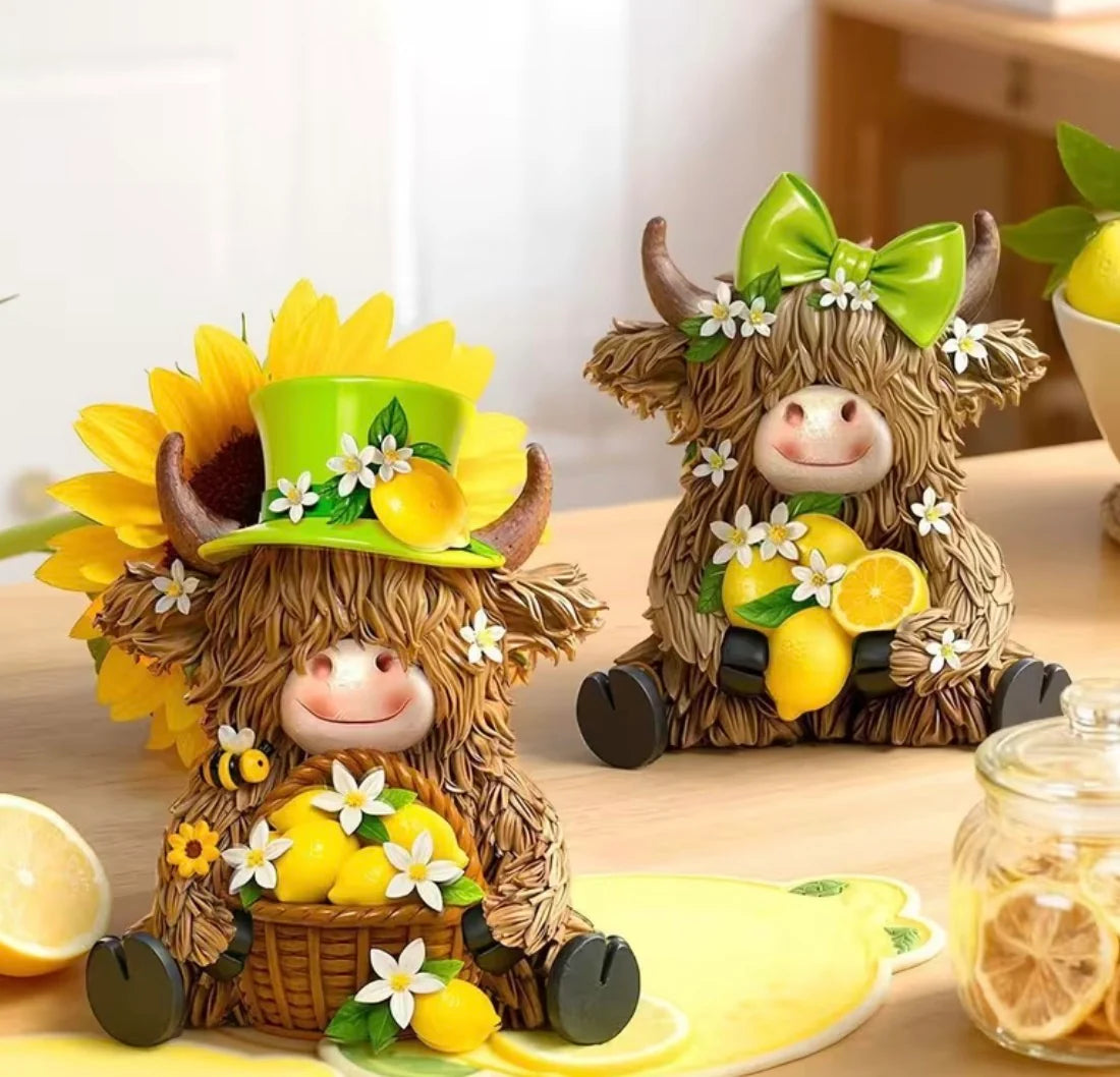 2 x Highland Cow Ornaments