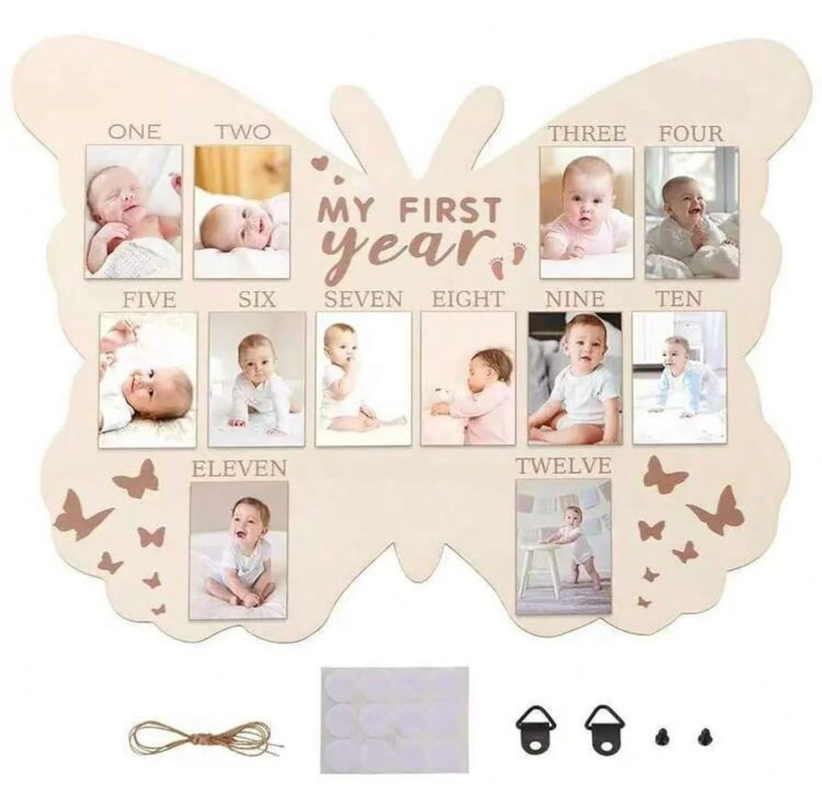 Butterfly Shaped Wooden Baby Hanging Photo Frame