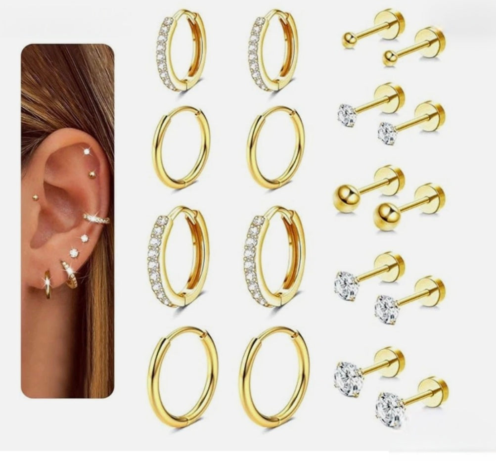 9 Pairs Hypoallergenic Earrings