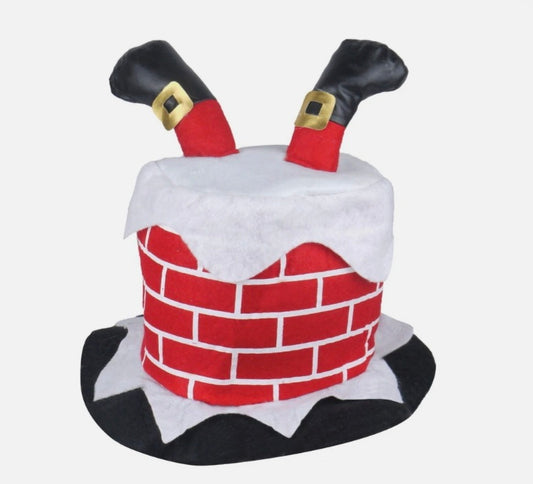 Christmas Santa Stuck In Chimney Adults Hat