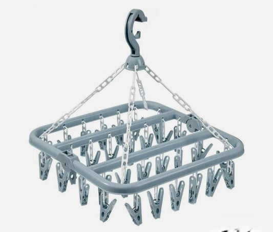 Foldable Clothes Hanger With 32 Clips