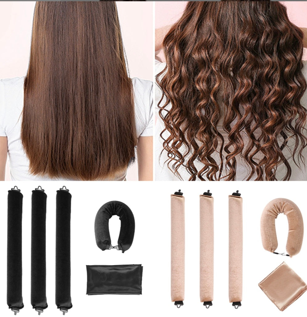 Overnight Heatless Hair Curler Rods - Black 5Pc