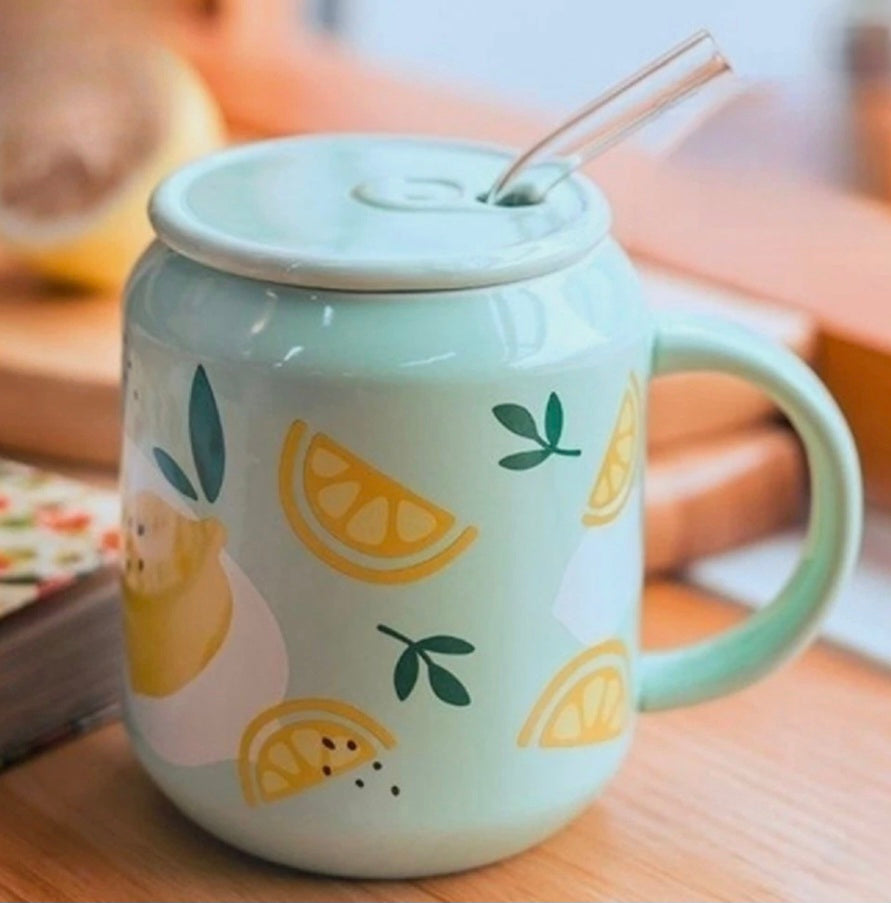 Mug with Lid and Straw