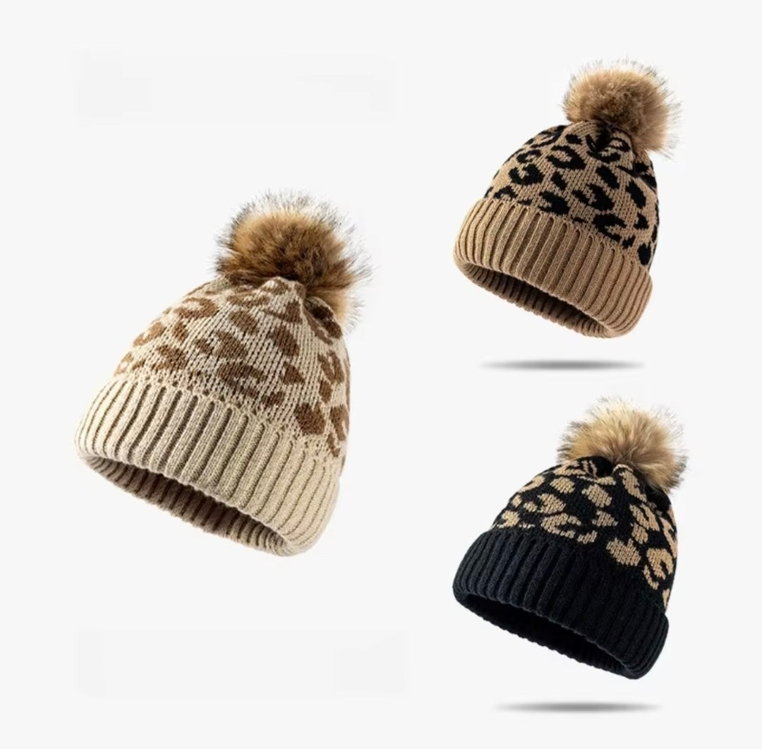 Leopard Print Beanie Hat