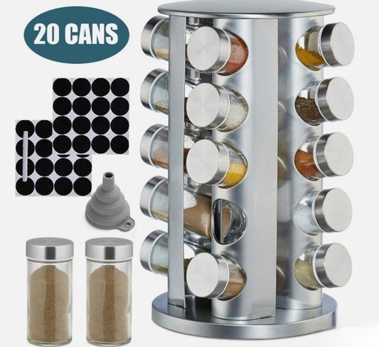 Rotating Spice Rack With 20 Jars
