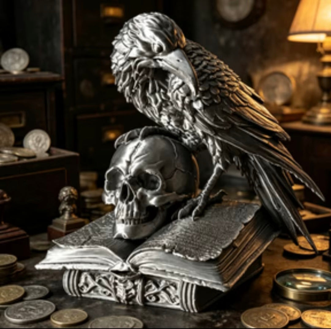 Crow and Skull Desktop Decor