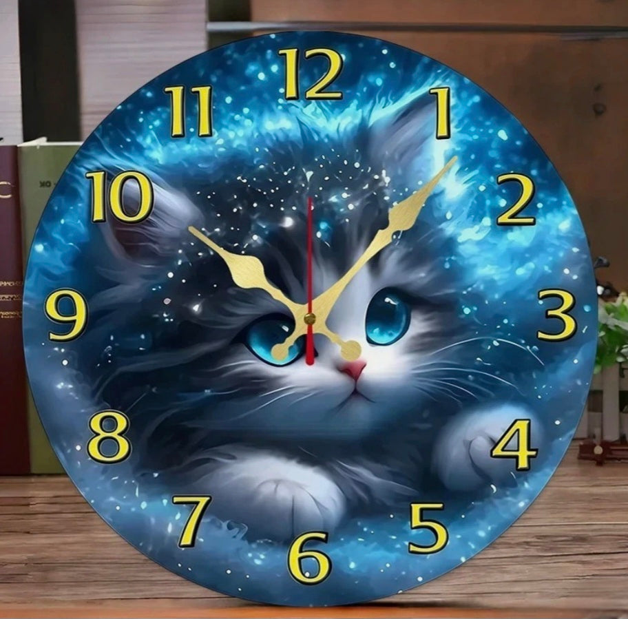 Enchanting Cat Wall Clock 10 Inches