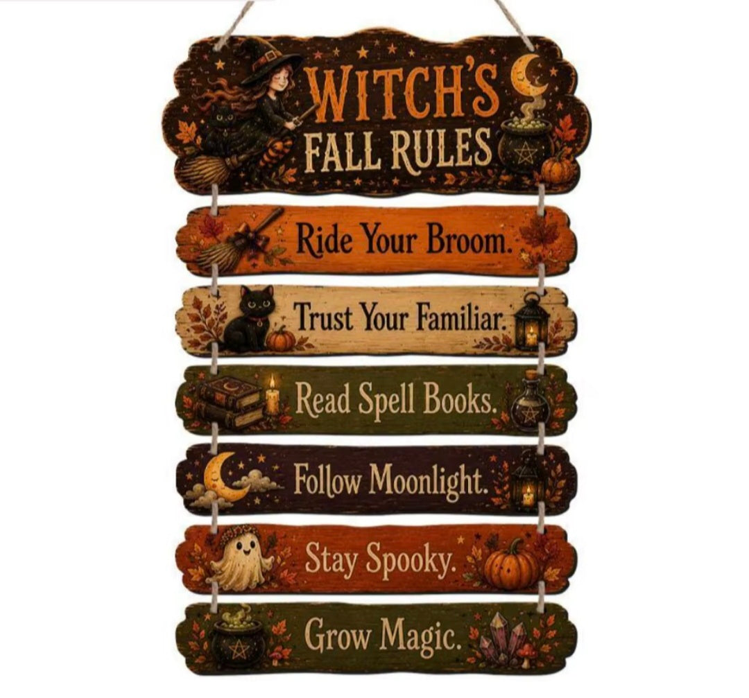 Witches Fall Rules Sign