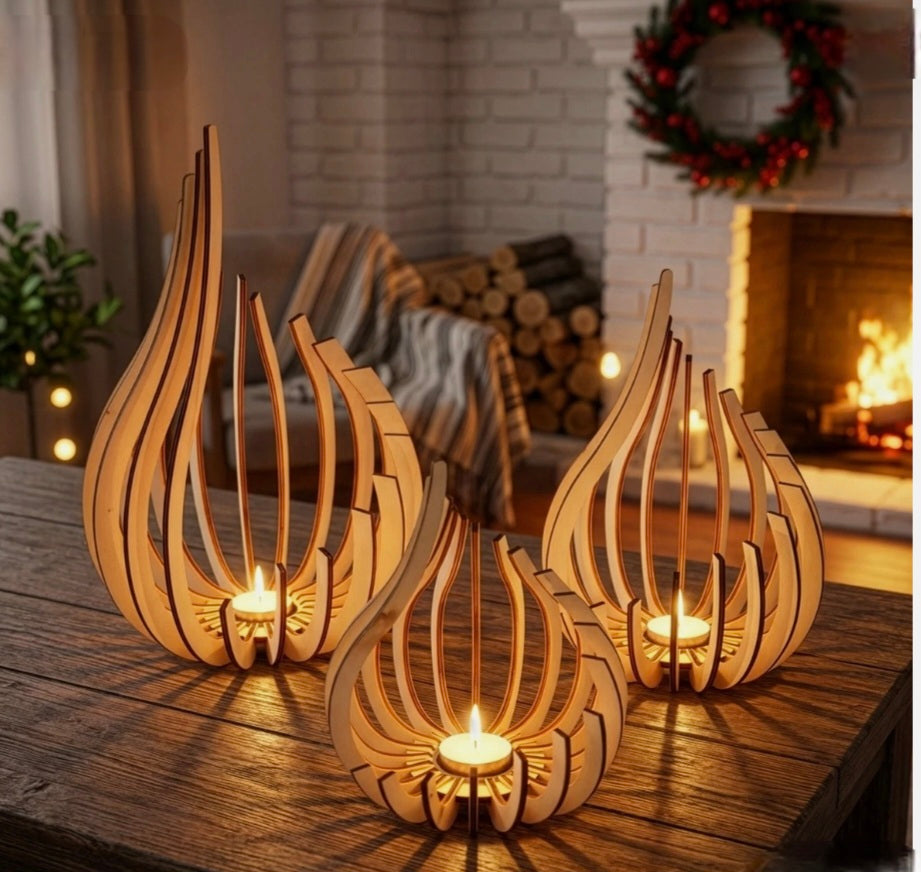 3 Piece Lotus Shape Tea Light Holders