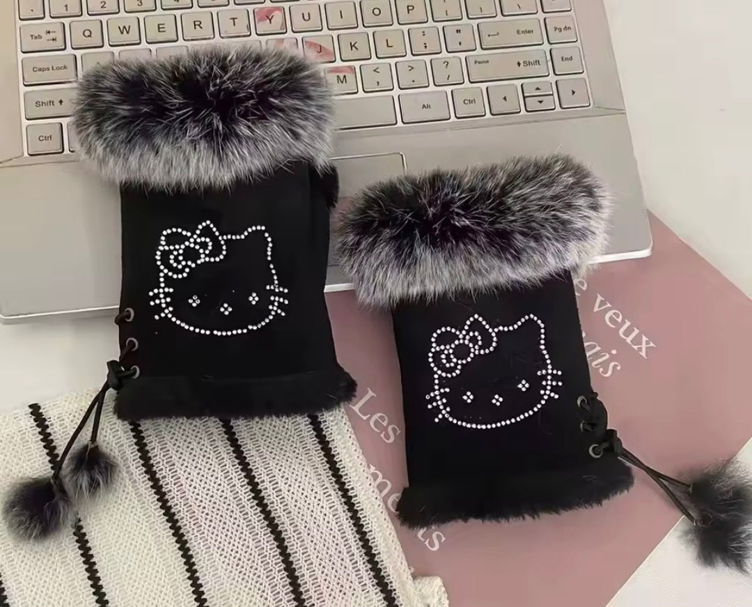 Fur Half Finger Gloves