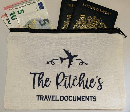 Personalised Travel Documents Bag