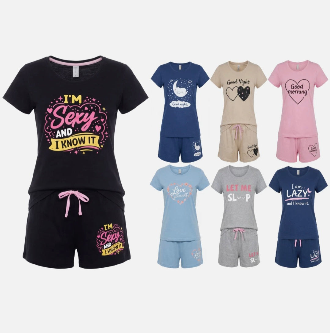 Womens Slogan Pyjamas