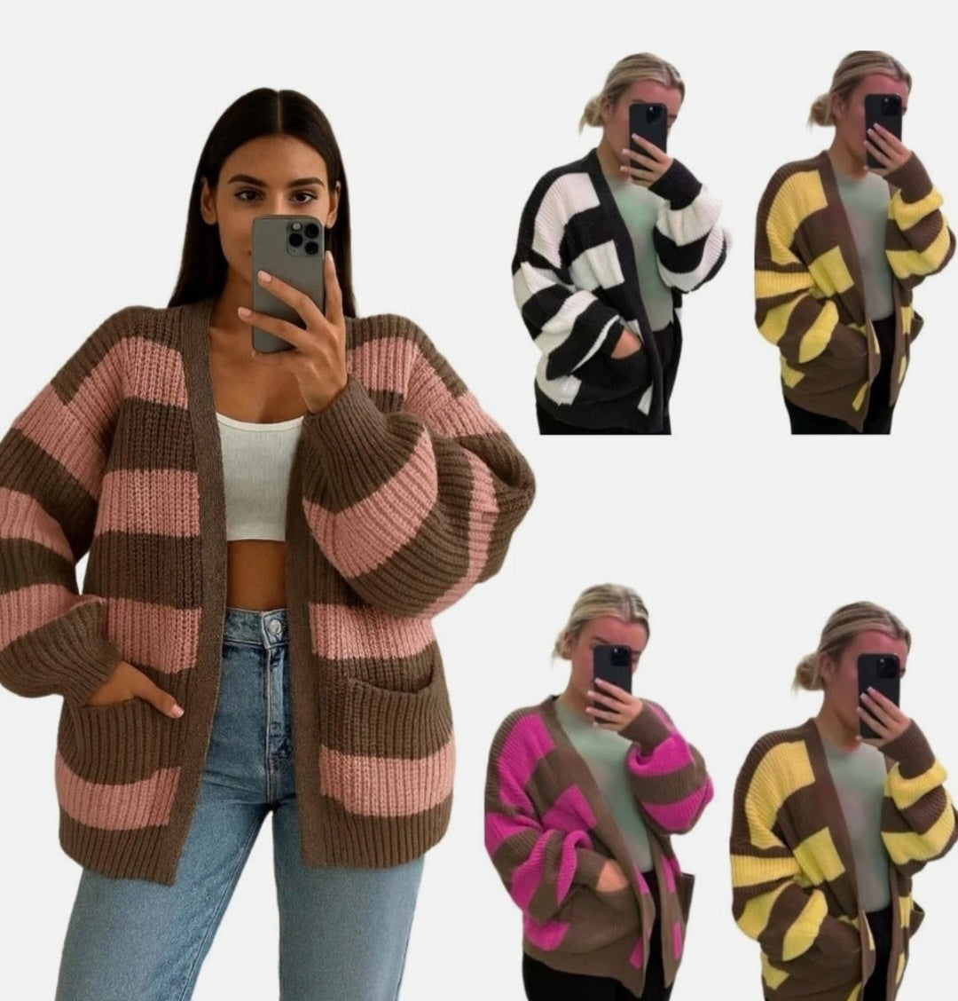Chunky Knit Striped Cardigan 8 - 16