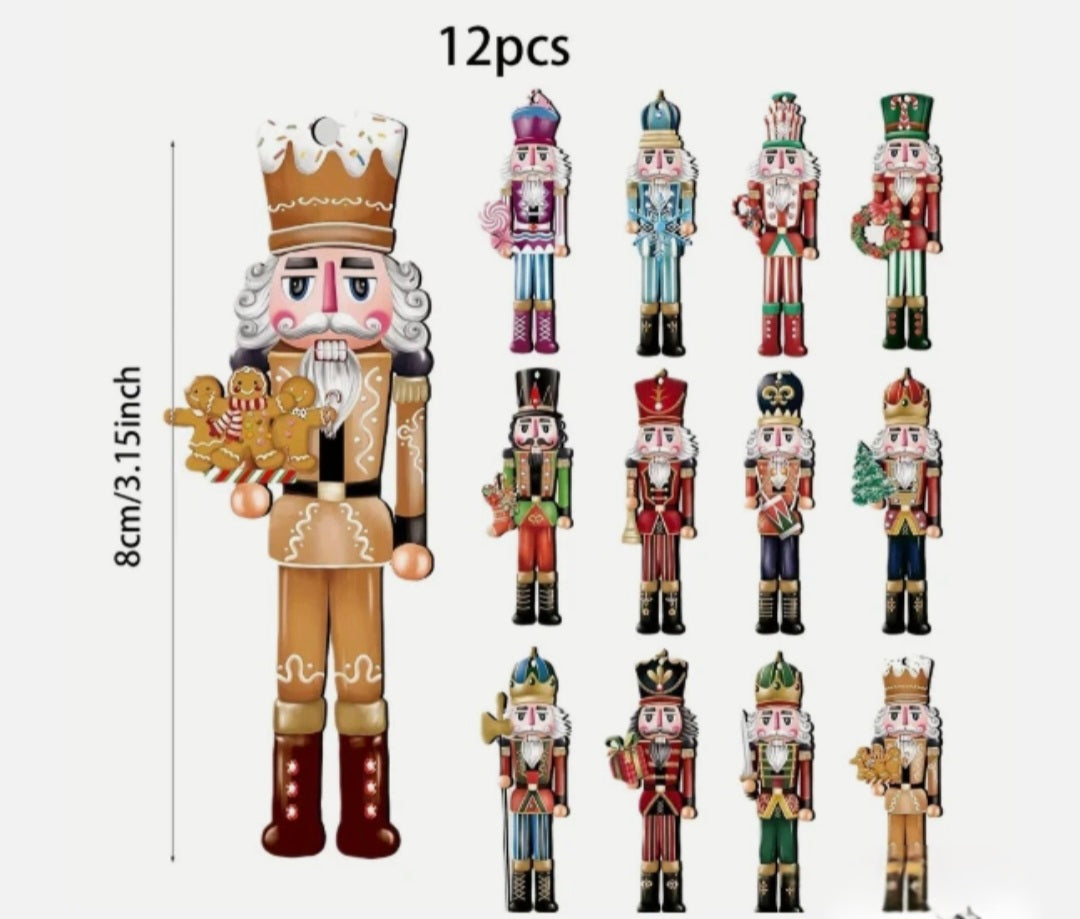 12 Wooden Nutcracker Ornaments