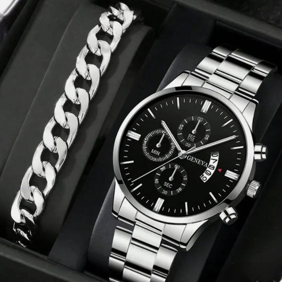 Mens Luxury Watch And Bracelet Set