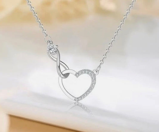 Infinity Heart Necklace 925 Sterling Silver