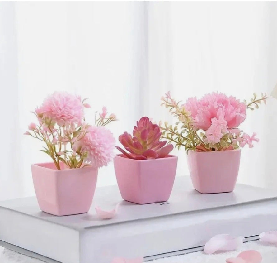3 Artificial Potted Plants