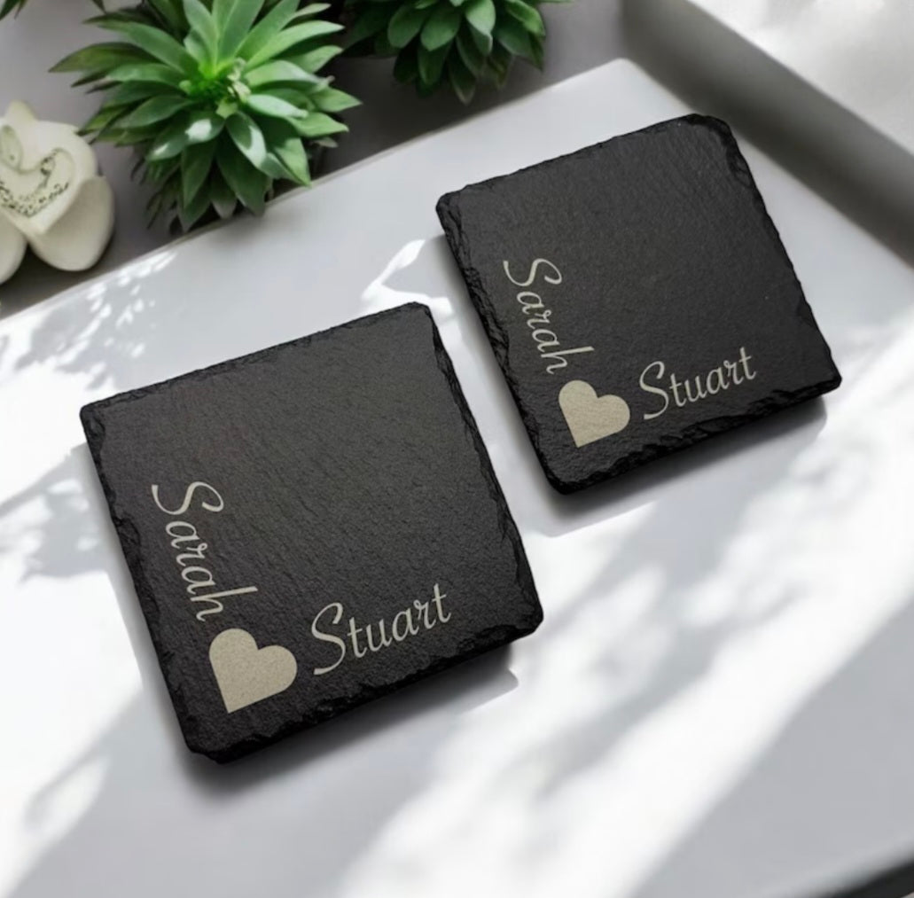 Personalised Couples Slate Coaster