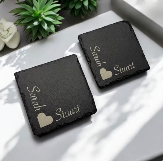 Personalised Couples Slate Coaster