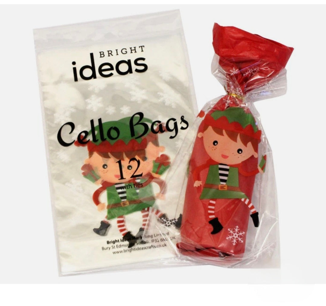12 X Christmas Cellophane Bags