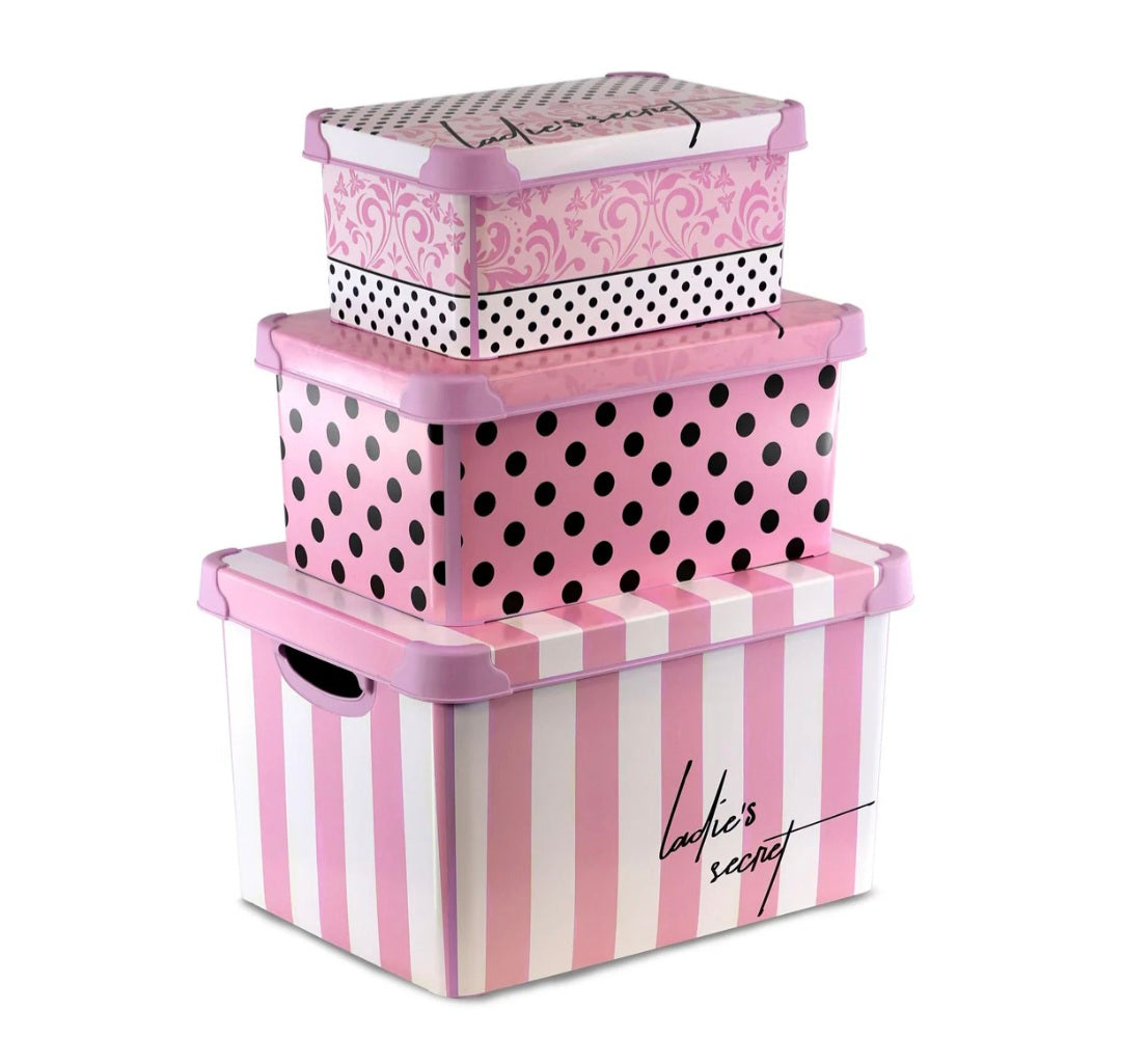 Pink Storage Boxes Set of 3