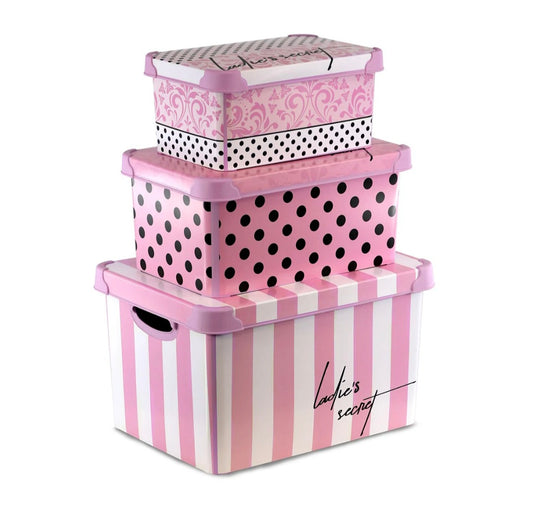 Pink Storage Boxes Set of 3