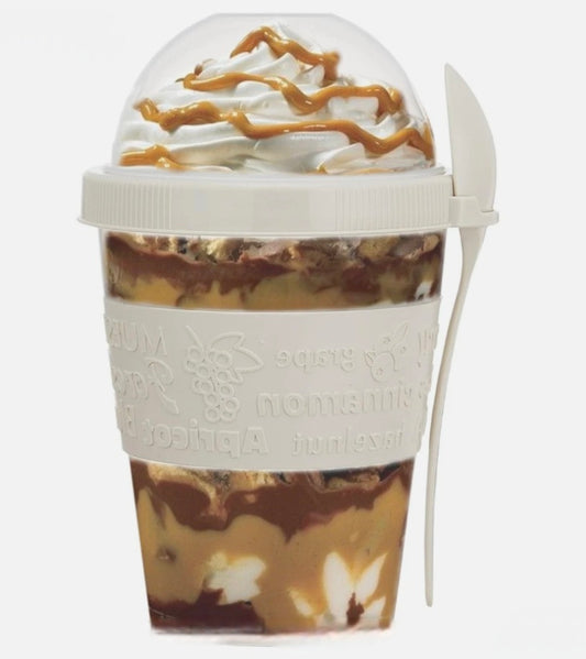 Yoghurt Cup With Lid And Spoon