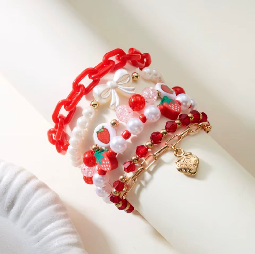 Strawberry Bracelet Set