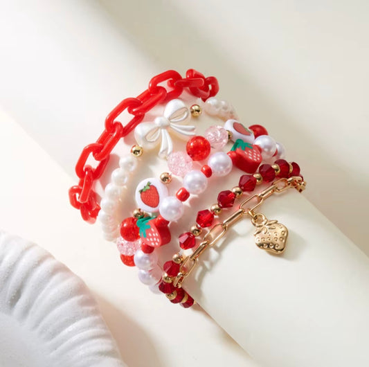 Strawberry Bracelet Set