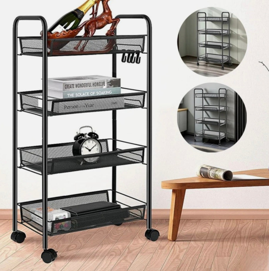 Storage Shelve Unit With Swivel Wheels