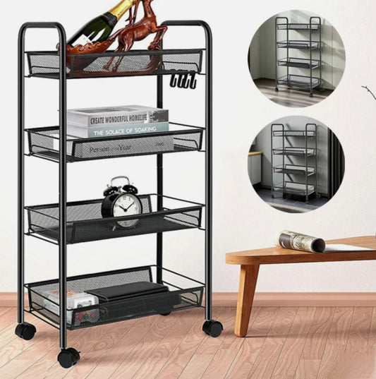 Storage Shelve Unit With Swivel Wheels