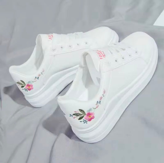 Embroidered Flower Trainers