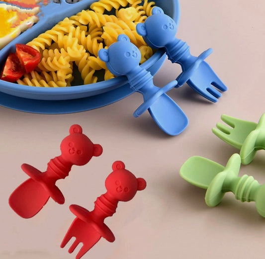 Silicone Short Handle Cutlery Set