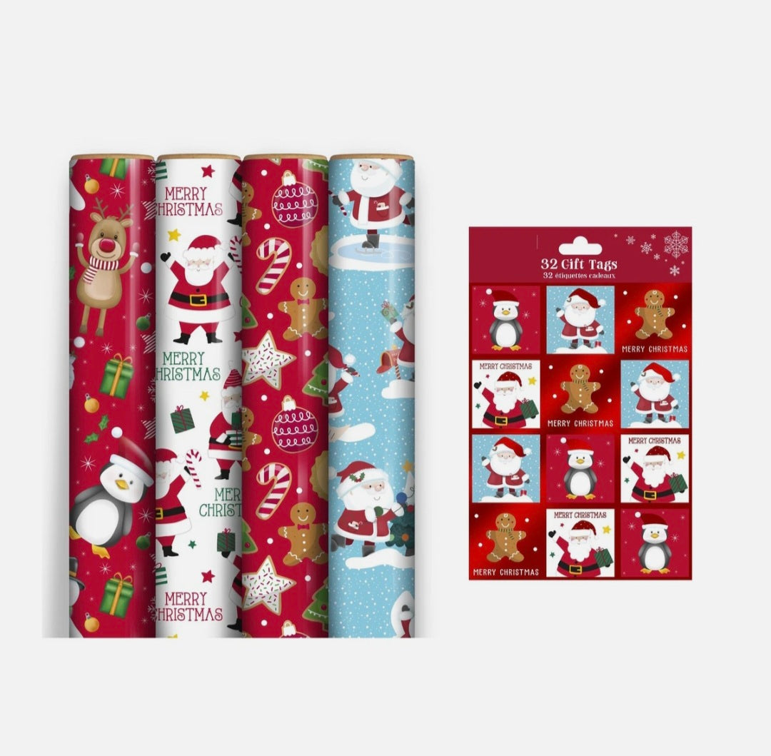 Wrapping Paper x4 & 32 Tags