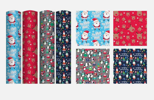 4 Rolls Christmas Wrapping Paper Kids Designs