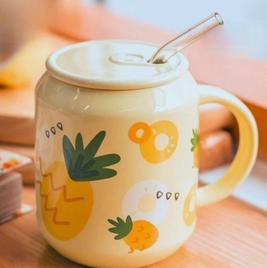 Mug with Lid and Straw