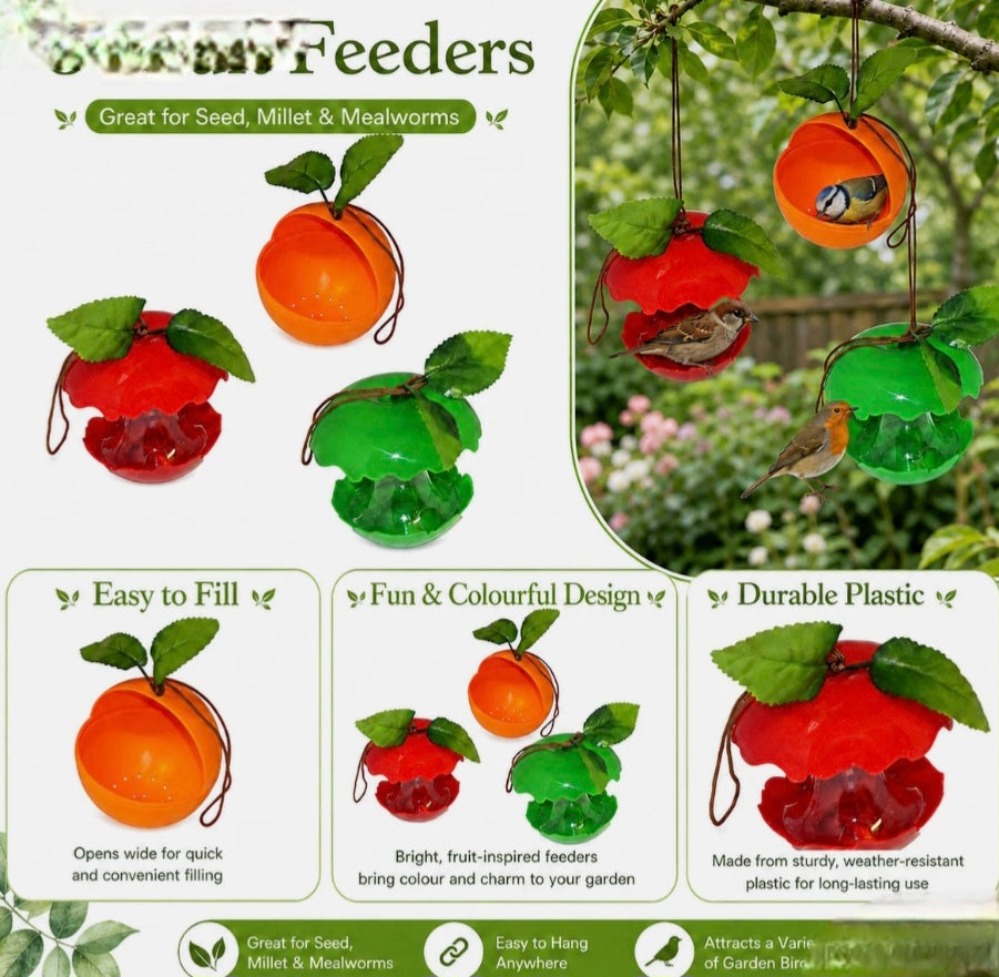 3 Fruit Shaped Bird Feeders