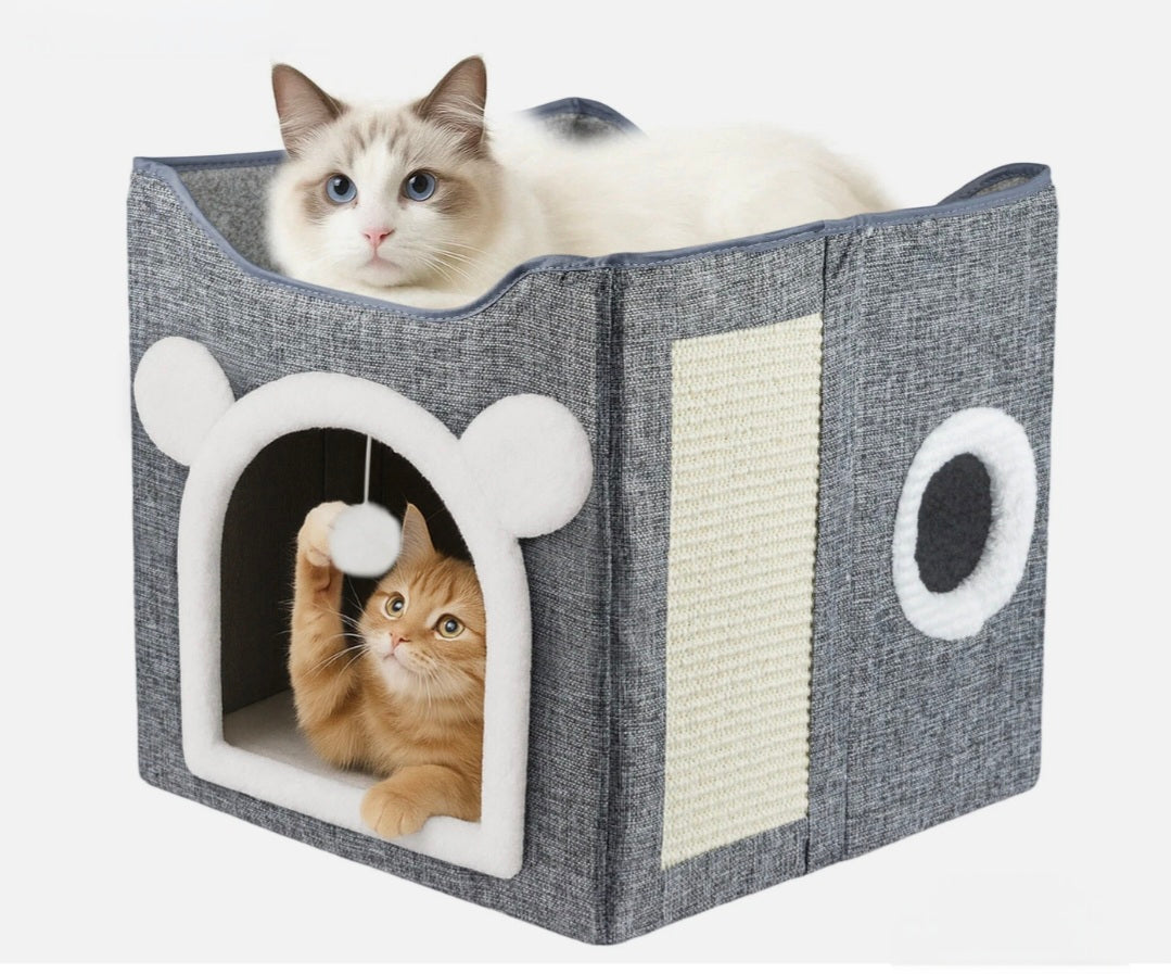 Cat House With Hanging Ball