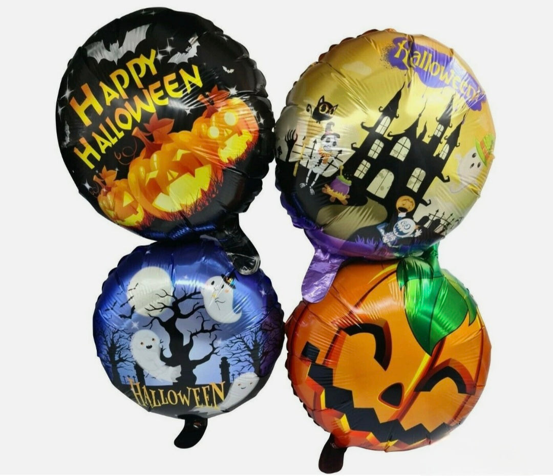 4 X Helium Foil Halloween Balloons