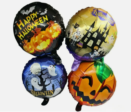 4 X Helium Foil Halloween Balloons